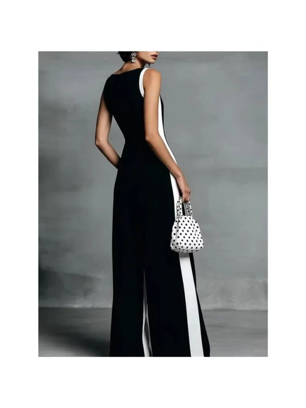 Contrast Trim V-Neck Jumpsuit - Picture 4 of 9